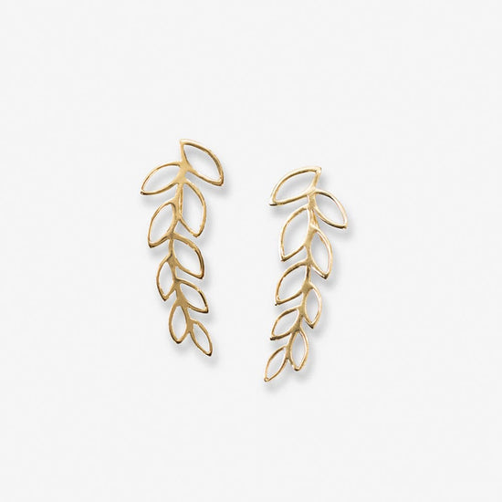 Octavia Open Leaf Vine Drop Earrings Brass