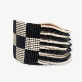 Olive Checkered Beaded Stretch Bracelet Black Bracelet