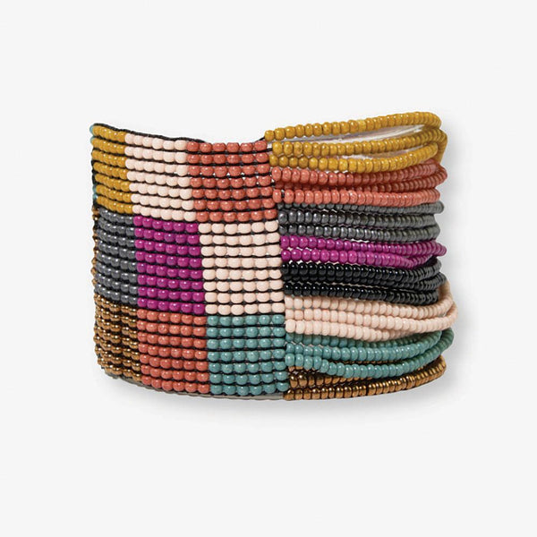 Olive Checkered Beaded Stretch Bracelet Muted Rainbow – INK+ALLOY, LLC