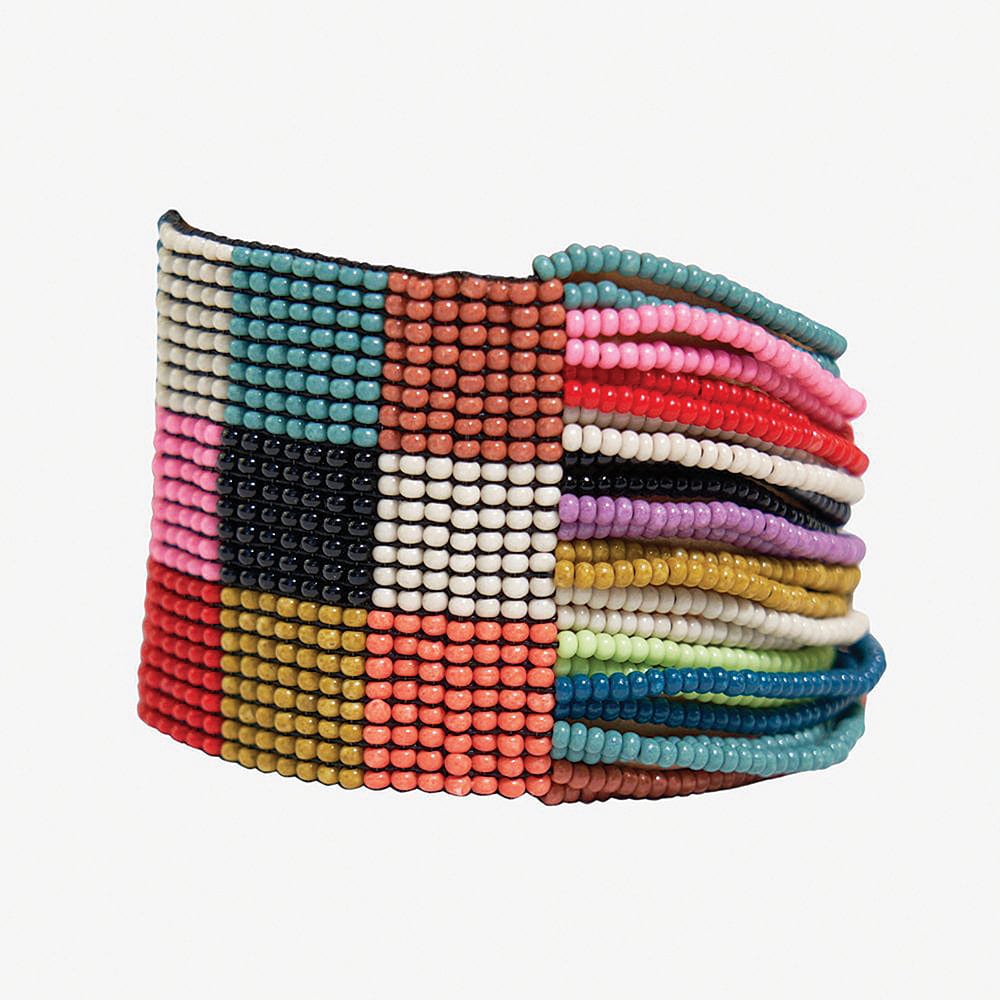 Olive Checkered Beaded Stretch Bracelet Rainbow Bracelet