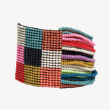 Olive Checkered Beaded Stretch Bracelet Rainbow Bracelet