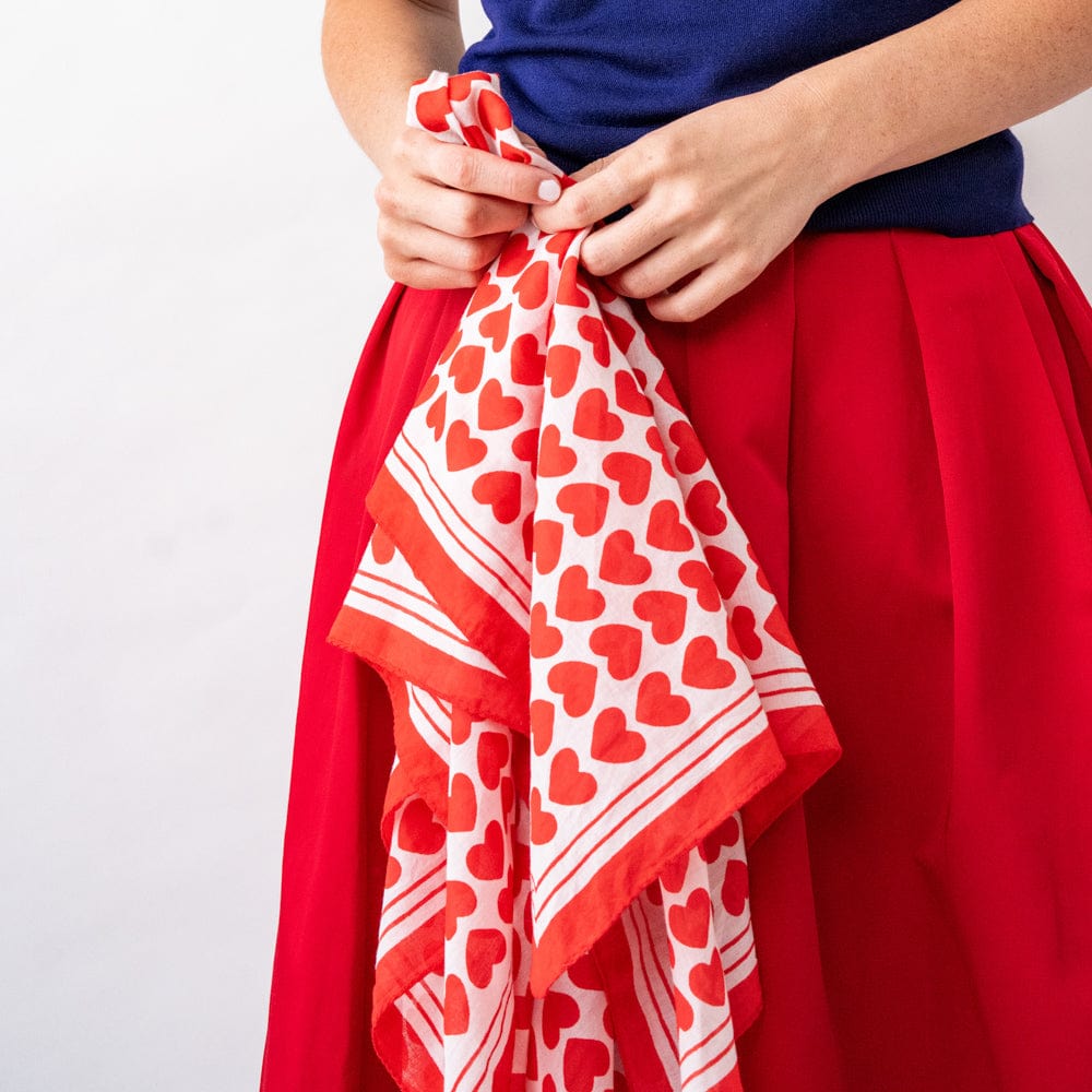 Olivia Square Scarf Heart Print Scarf