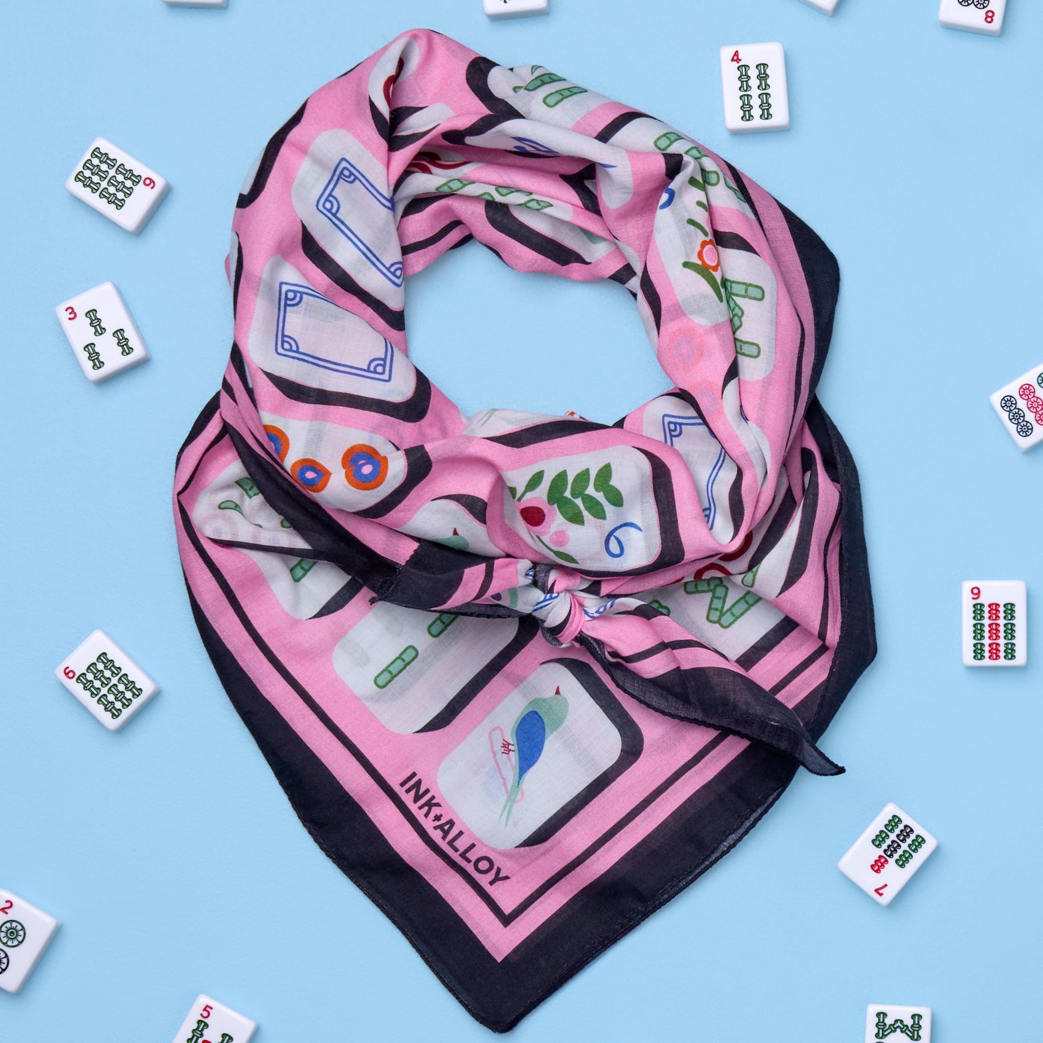 Olivia Square Scarf Mahjong Print 36x36 Scarf