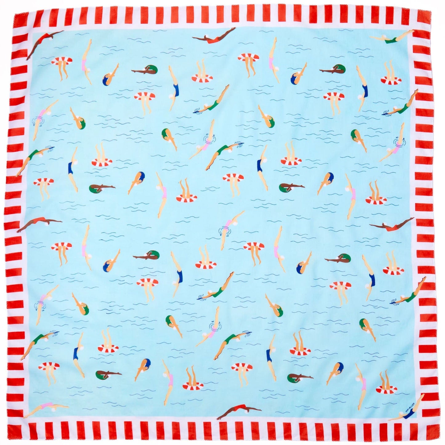 Olivia Square Scarf Swimmer Print Scarf
