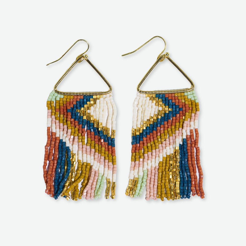 Paige Ascending Blocks Beaded Fringe Earrings Desert Earrings