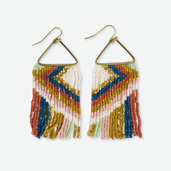 Paige Ascending Blocks Beaded Fringe Earrings Desert Earrings