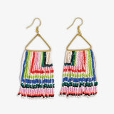 Paige Ascending Blocks Beaded Fringe Earrings Rio