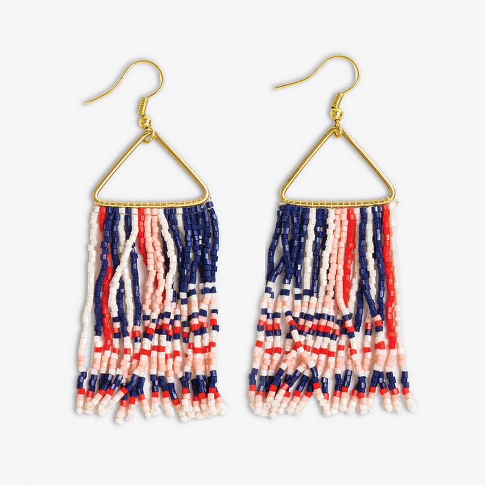 Paige Ascending Blocks Beaded Fringe Earrings St. Tropez