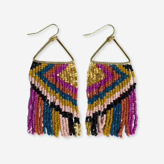 Paige Ascending Diamond Beaded Fringe Earrings Jewel Tone Earrings