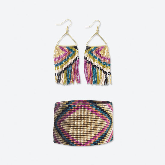 Paige + Brooklyn Beaded Earrings And Bracelet Set Jewel Tone Gift Set