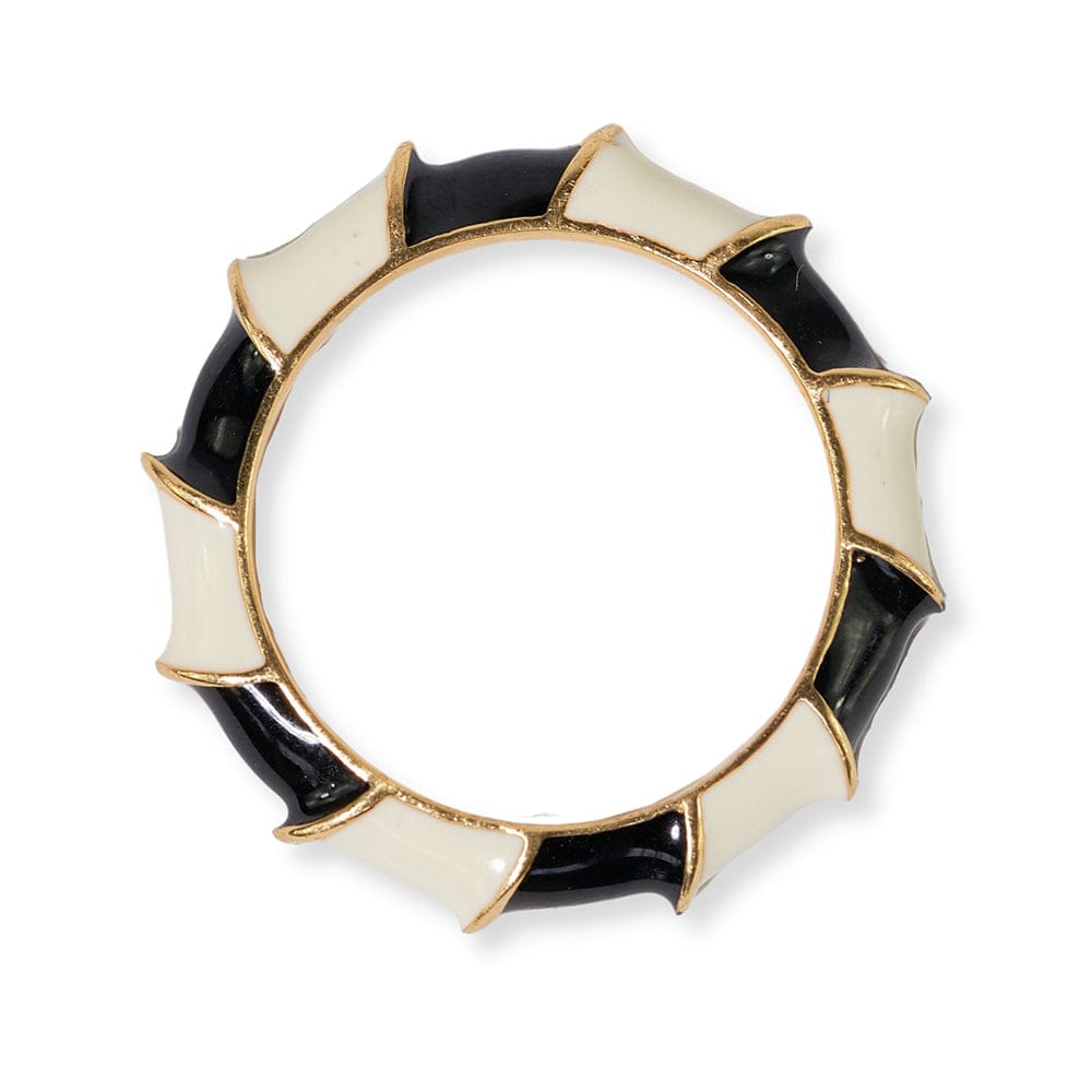 Paisley Twisted Coloblock Enamel Ring Black/White Wholesale- Size 8 RING