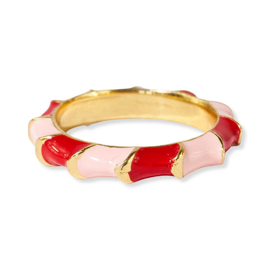 Paisley Twisted Coloblock Enamel Ring Red/Blush Wholesale- Size 8 RING