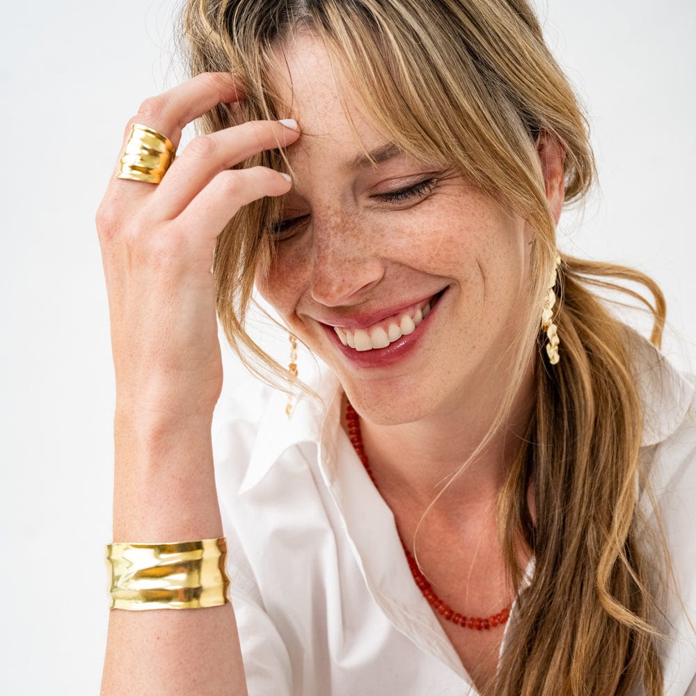 Paloma Large Wavy Cuff Bracelet Brass Cuff