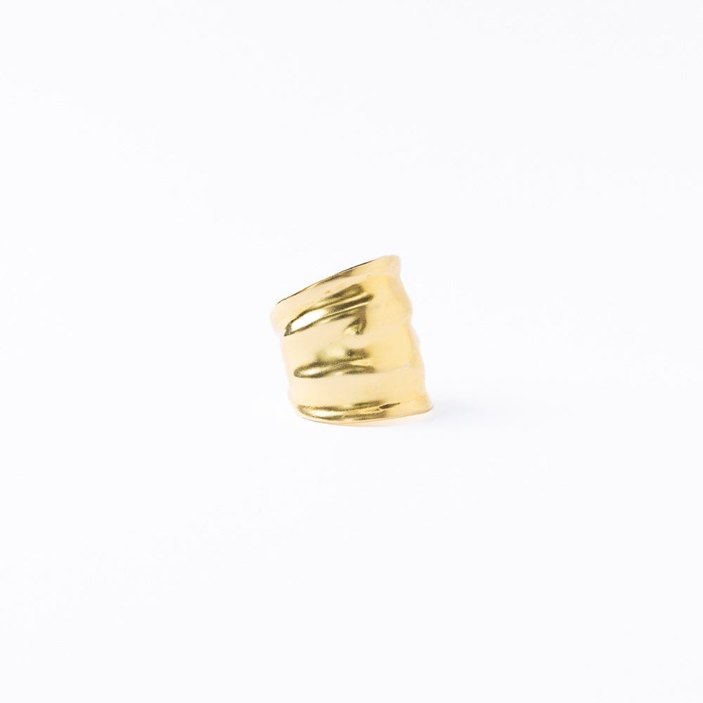 Paloma Large Wavy Ring Brass - Adjustable Size Ring