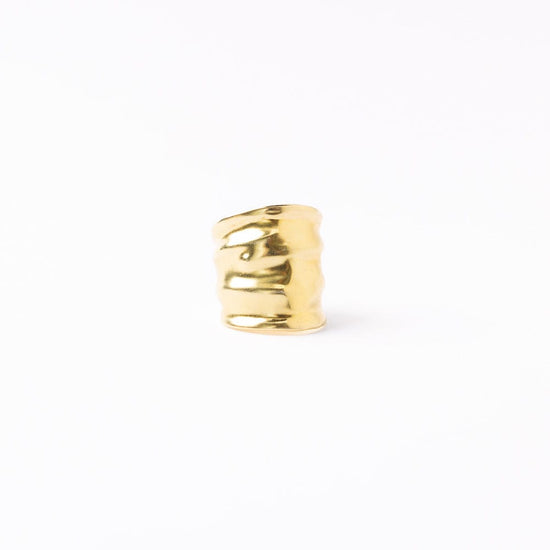 Paloma Large Wavy Ring Brass - Adjustable Size Ring