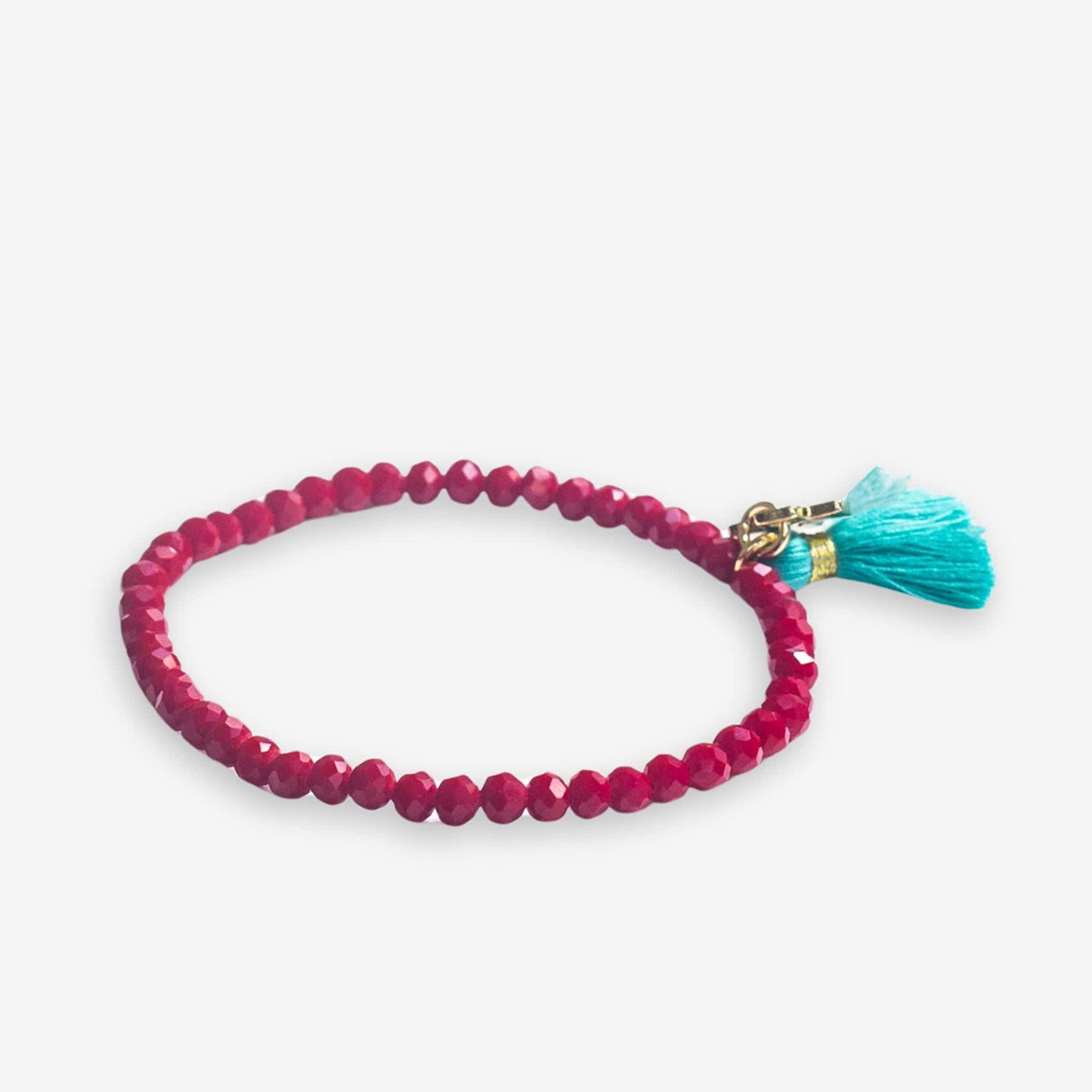 Patsy Solid Crystal Stretch Bracelet With Tassel Maroon