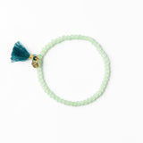 Patsy Solid Crystal Stretch Bracelet With Tassel Mint Stretch