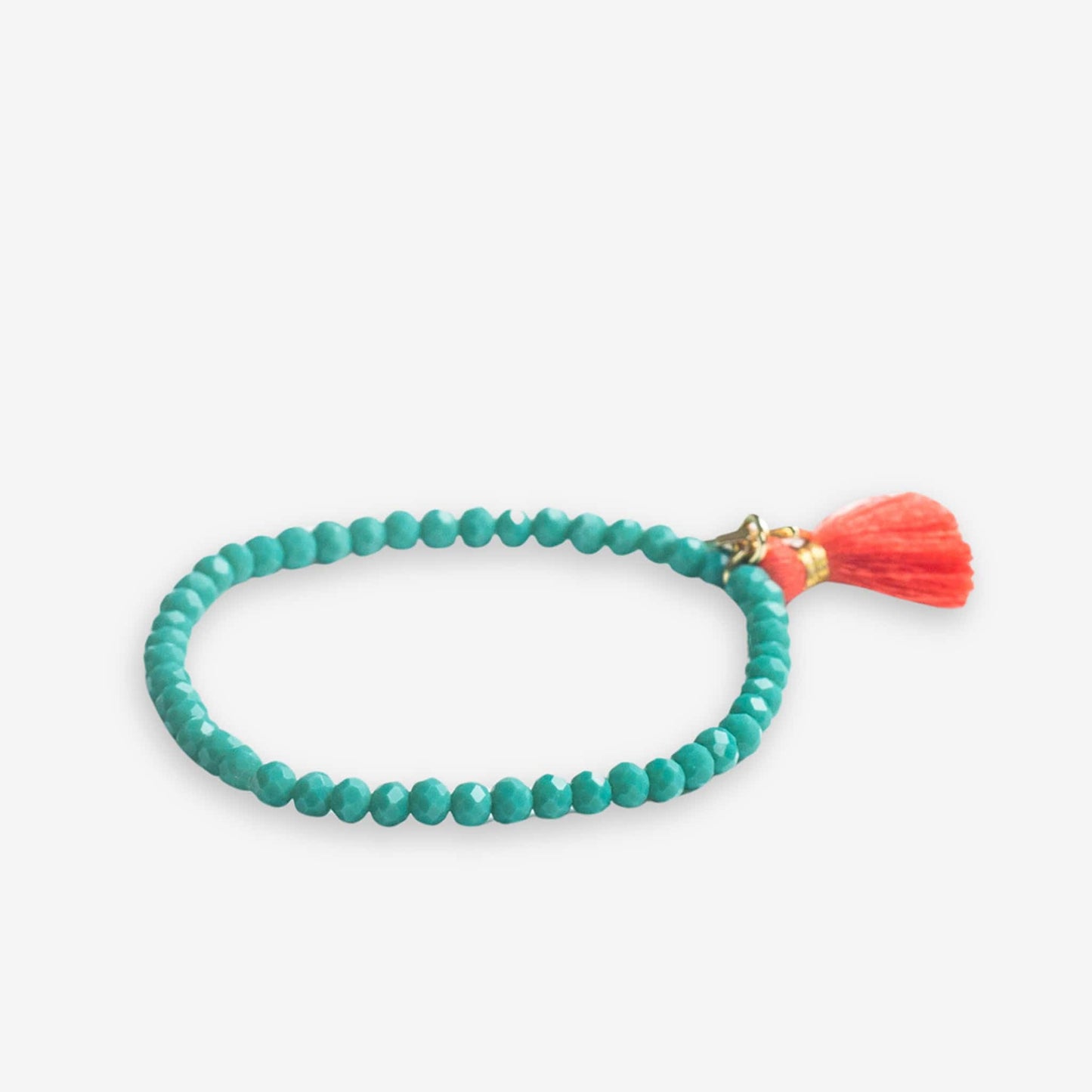 Patsy Solid Crystal Stretch Bracelet With Tassel Turquoise