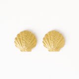 Pearl Shell Post Earrings Brass Large Stud