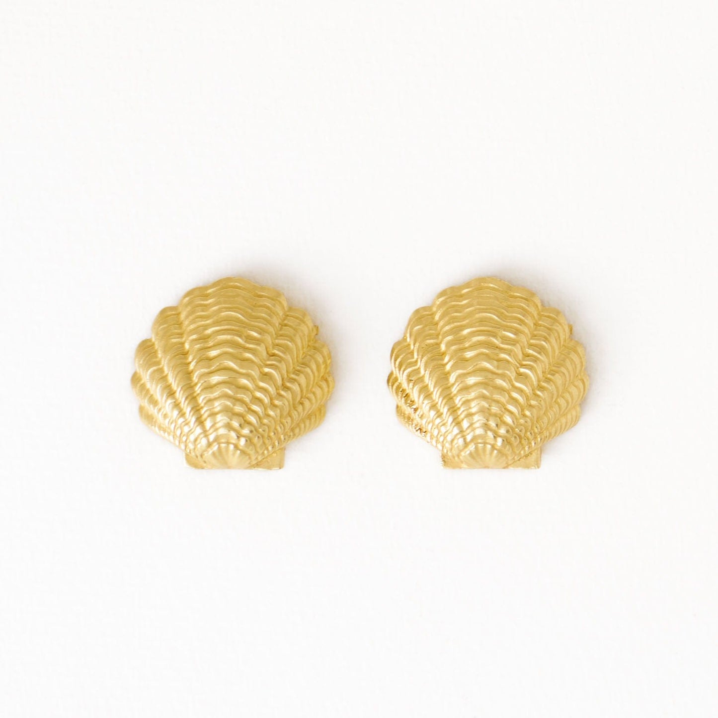 Pearl Shell Post Earrings Brass Large Stud