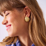 Pearl Shell Post Earrings Brass Large Stud