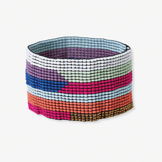 Penelope Horizontal Stripe Beaded Stretch Bracelet Multi