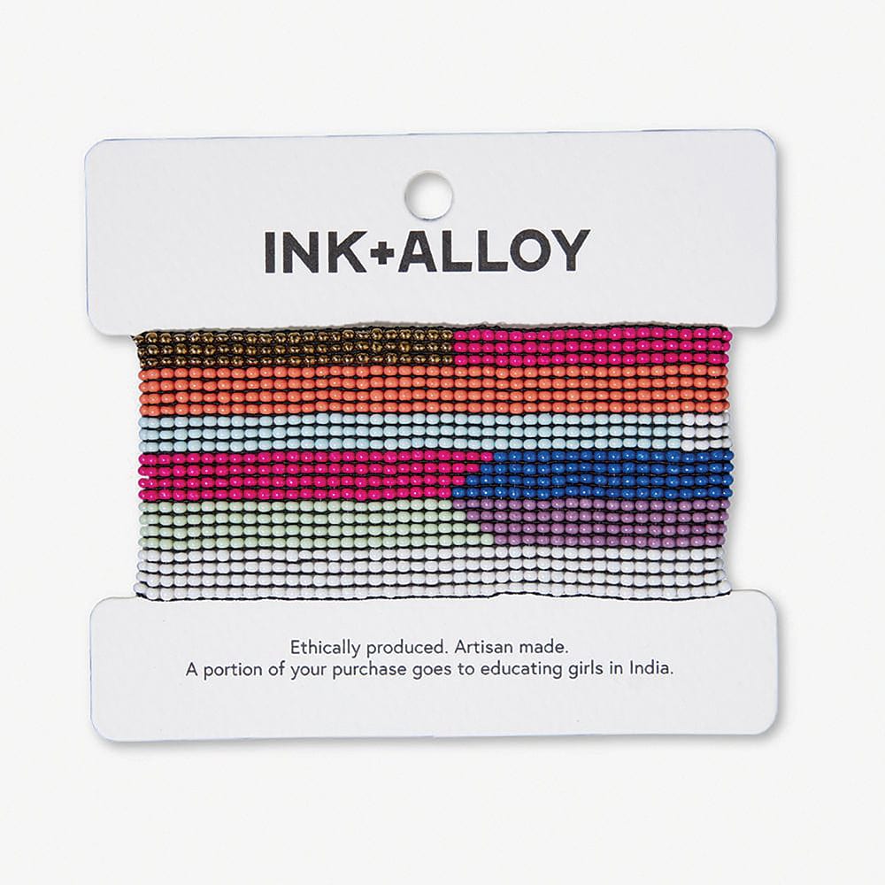 Penelope Horizontal Stripe Beaded Stretch Bracelet Multi