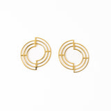 Penny Full Circle with Cut Outs Abstract Post Earrings Brass Drop