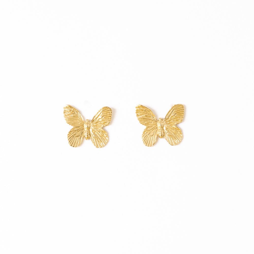 Phoebe Butterfly Post Earrings Brass Statement