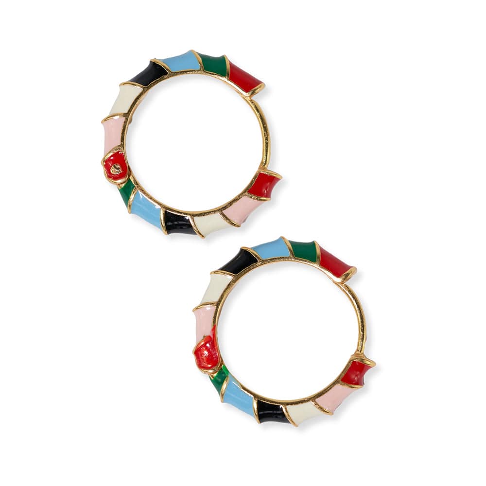 Pippa Twisted Colorblock Enamel Hoop Earrings Multi-Color Multi-Color SMALL HOOP