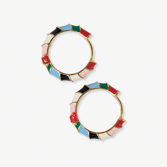 Pippa Twisted Colorblock Enamel Hoop Earrings Multi-Color Multi-Color SMALL HOOP