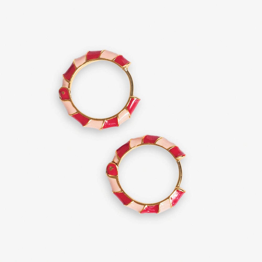 Pippa Twisted Colorblock Enamel Hoop Earrings Red/Blush Red/Blush Hoops