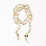Polly Beaded Eyeglass Chain White + Yellow Flowers Eyeglass Chain
