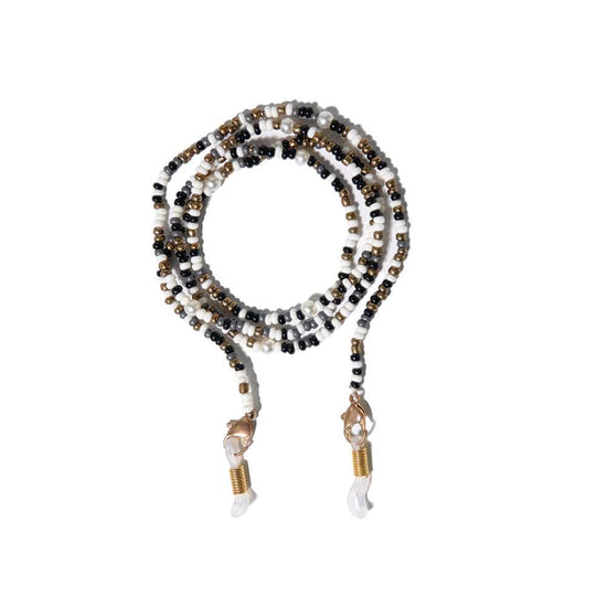 Polly Confetti With Pearls Beaded Eyeglass Chain Black/Ivory