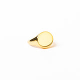Poppy Brass Flat Round Signet Ring 18k Gold Rings