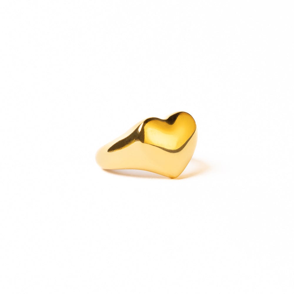 Poppy Brass Heart Statement Ring 18k Gold Rings