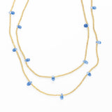Portia Brass Necklace With Glass Beads Blue Single Strand