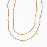 Portia Brass Necklace With Glass Beads Clear Single Strand