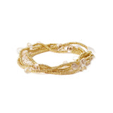 Portia Brass Necklace With Glass Beads Clear Single Strand