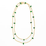 Portia Brass Necklace With Glass Beads Green Single Strand