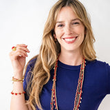 Portia Brass Necklace With Glass Beads Red Single Strand