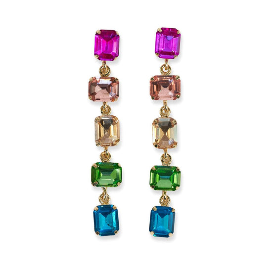 Priscilla 5-Tier Mixed Stones Drop Earrings Rainbow DROP