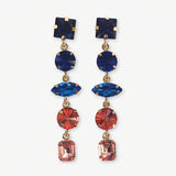 Priscilla 5-Tier Mixed Stones Drop Earrings Rust + Lapis DROP