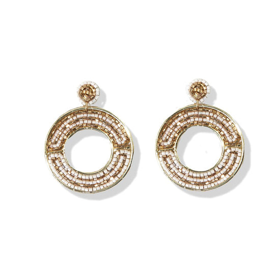 Load image into Gallery viewer, Rebecca Opposites Earrings Cream and Gold Earrings
