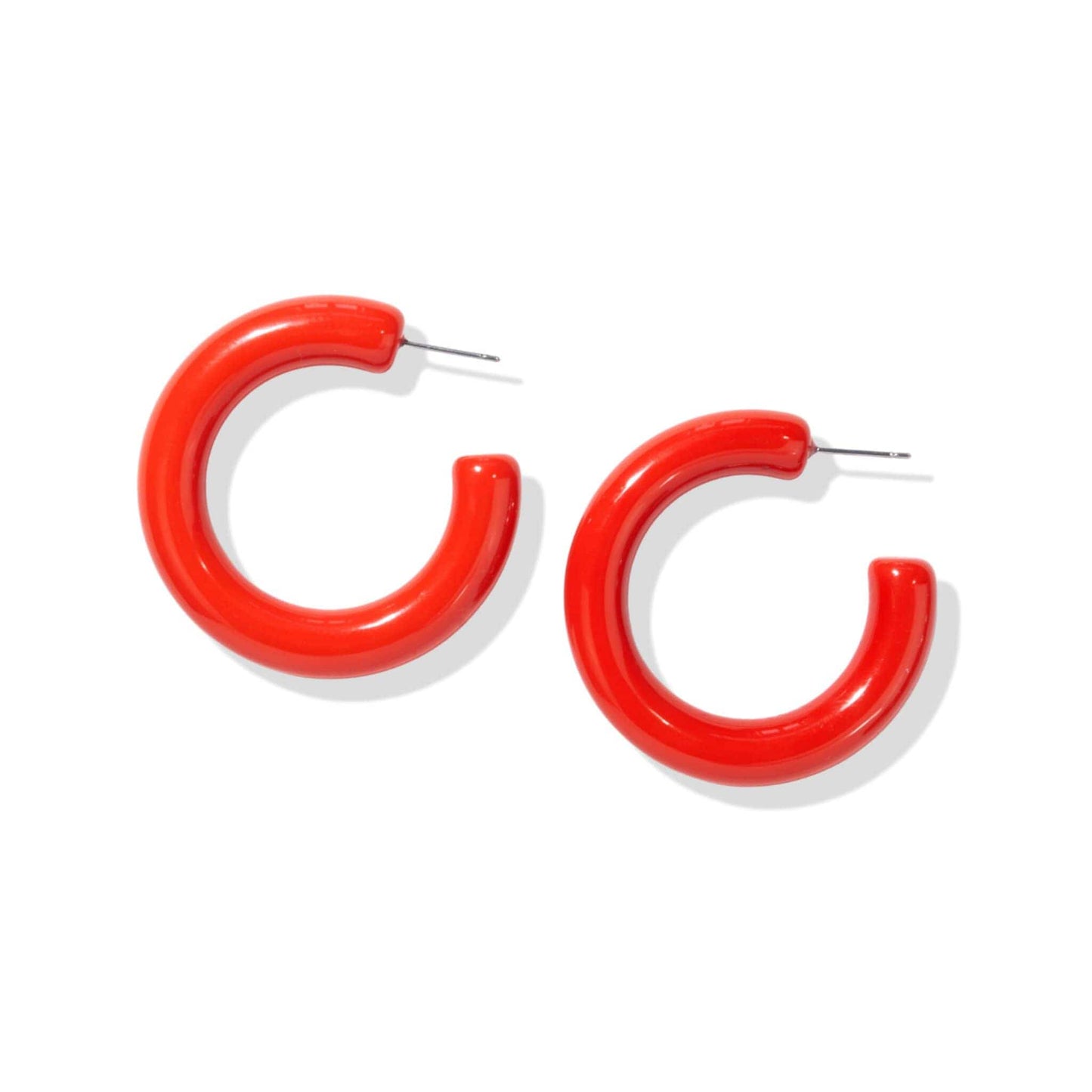 Red Simple Resin Hoop Earrings Earrings