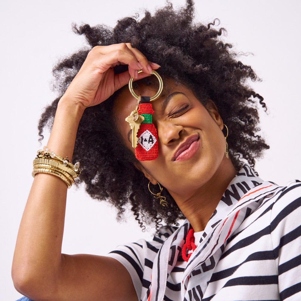Riley Hot Sauce Beaded Bag Charm Red Key Ring + Bag Charm