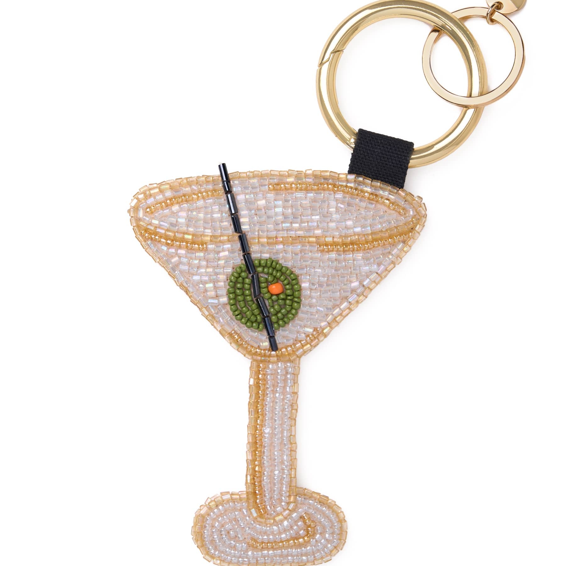Riley Martini Glass Beaded Bag Charm White Bag Charm