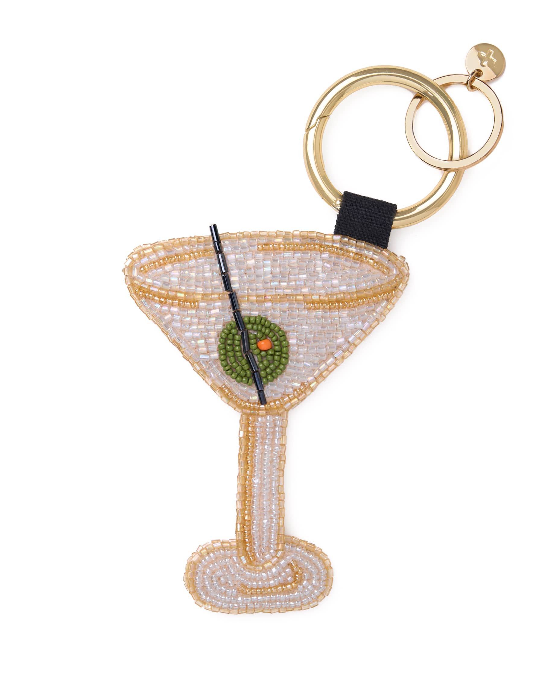 Riley Martini Glass Beaded Bag Charm White Bag Charm