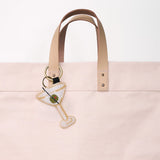 Riley Martini Glass Beaded Bag Charm White Bag Charm