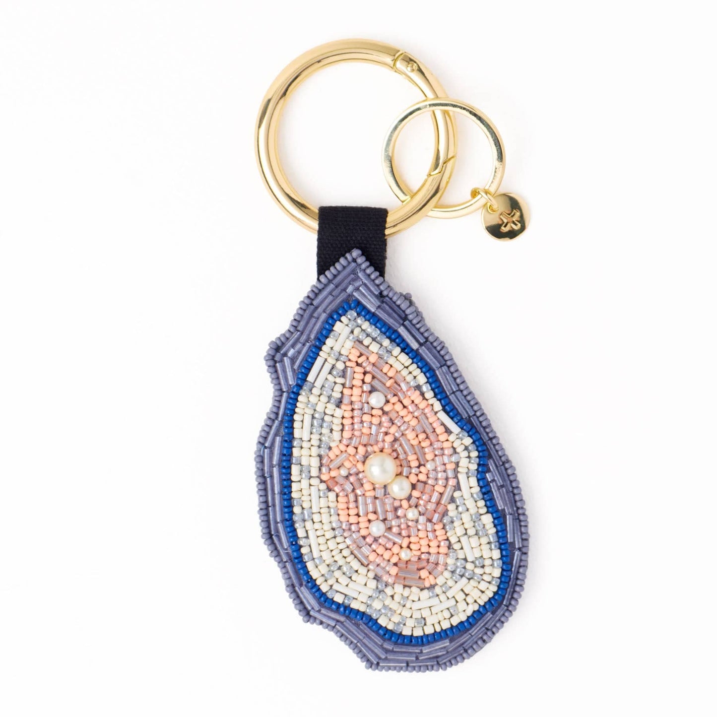 Riley Oyster Beaded Bag Charm Grey Key Ring + Bag Charm